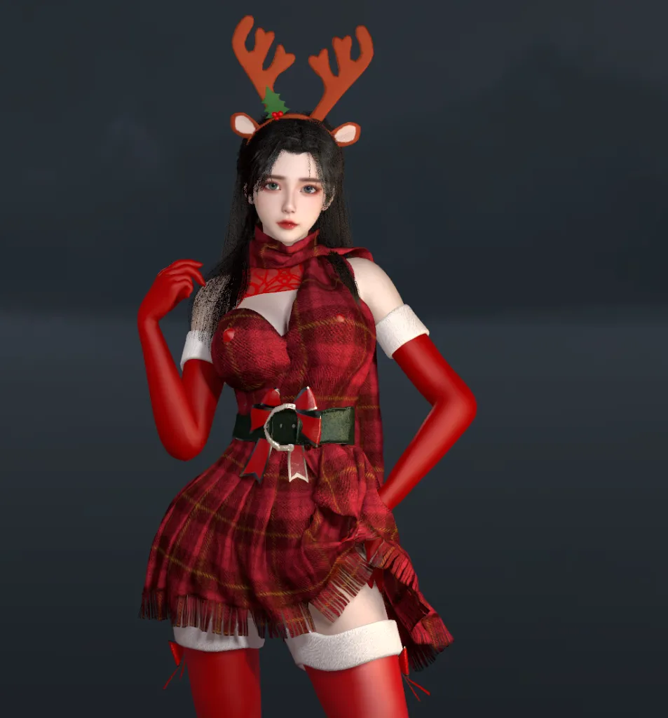 WOLFred.Christmas_lattice-dress-林夕资源VAM